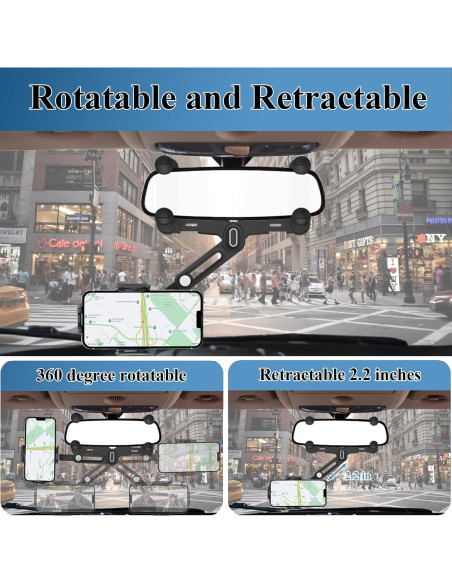 Soporte para Teléfono en Espejo Retrovisor JDHDL Ajustable Azul