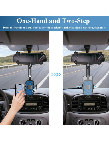 Soporte para Teléfono en Espejo Retrovisor JDHDL Ajustable Azul