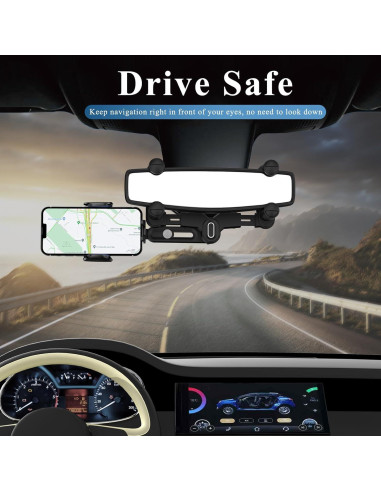 Soporte para Teléfono en Espejo Retrovisor JDHDL Ajustable Azul