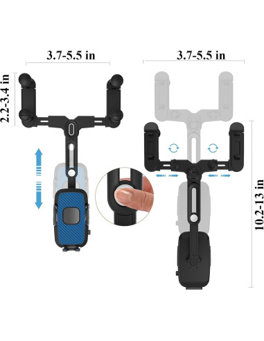 Soporte para Teléfono en Espejo Retrovisor JDHDL Ajustable Azul