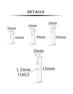 Retenedores de Labio Kridzisw 16G Acrílico Transparente 6-12mm 2
