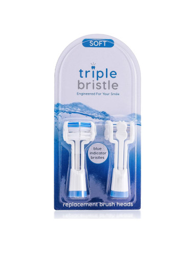 Cabezal de Cepillo Triple Bristle - Repuesto Azul - Paquete de 2