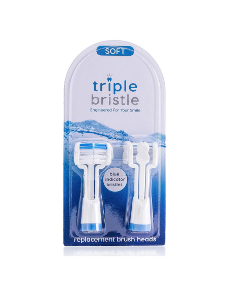 Cabezal de Cepillo Triple Bristle - Repuesto Azul - Paquete de 2