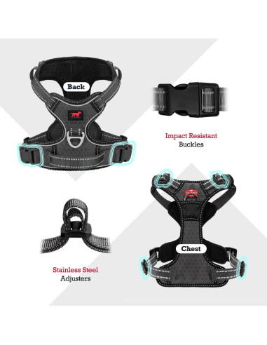 Arnés para Perros Tuff Pupper Pequeño Negro Acolchado Reflectante