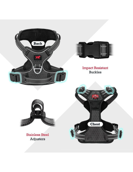 Arnés para Perros Tuff Pupper Pequeño Negro Acolchado Reflectante