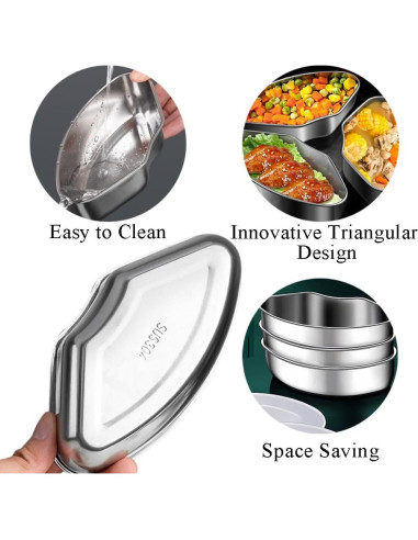 Caja de Vapor Triangular OULIGET 3 Piezas Acero Inoxidable
