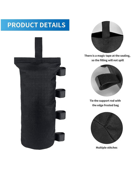 Juego de 4 Bolsas de Peso para Toldo Joramoy 13.61 kg Negro