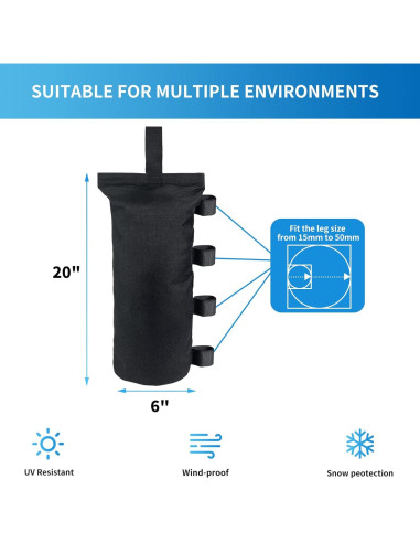 Juego de 4 Bolsas de Peso para Toldo Joramoy 13.61 kg Negro