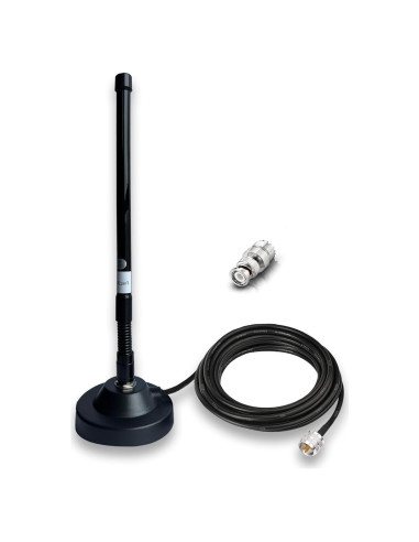 Antena CB Magnética GTOMNI 27MHz con Cable RG58 5m y Adaptador BNC
