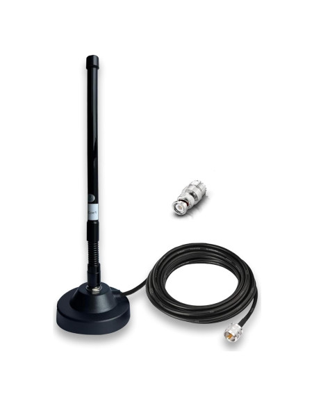 Antena CB Magnética GTOMNI 27MHz con Cable RG58 5m y Adaptador BNC