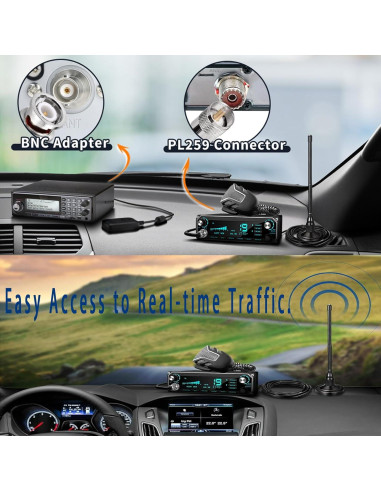 Antena CB Magnética GTOMNI 27MHz con Cable RG58 5m y Adaptador BNC