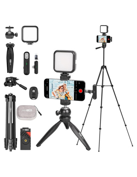 Kit de Vlogging USKEYVISION VLOGK5 con Micrófono Inalámbrico y Trípode 149.86 cm