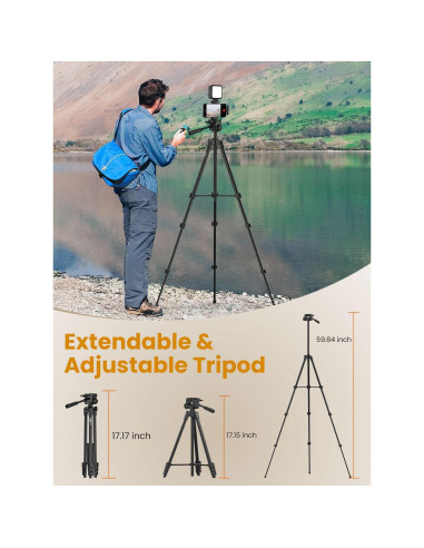 Kit de Vlogging USKEYVISION VLOGK5 con Micrófono Inalámbrico y Trípode 149.86 cm