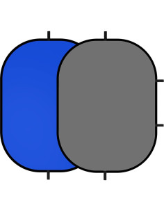Fondo Chromakey Plegable 2-en-1 Azul Gris 150x200cm con Soporte 2