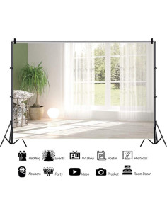 Fondo de Fotografía Vinilo Haoyiyi 150x120cm Cortina Blanca 2