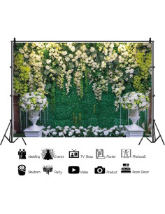 Fondo de Fotografía Vinilo Haoyiyi 250x180cm Rosa Blanca 2