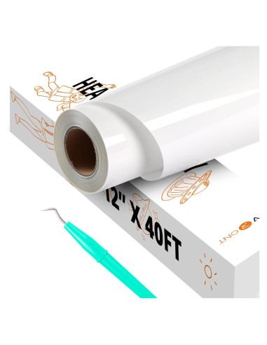 Vinilo de Transferencia de Calor HTVRONT Blanco 30.48cm x 12.19m