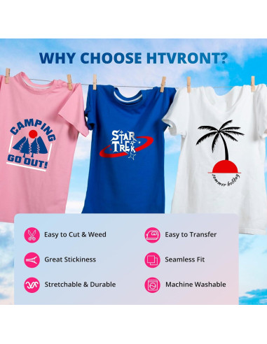 Vinilo de Transferencia de Calor HTVRONT Blanco 30.48cm x 12.19m