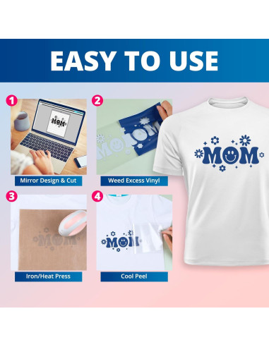 Vinilo de Transferencia de Calor HTVRONT Blanco 30.48cm x 12.19m