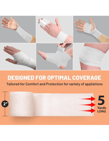 Cinta Cohesiva Autoadherente MEDca - 6 Rollos 5 cm x 4.57 m