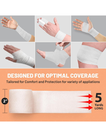 Cinta Cohesiva Autoadherente MEDca - 6 Rollos 5 cm x 4.57 m