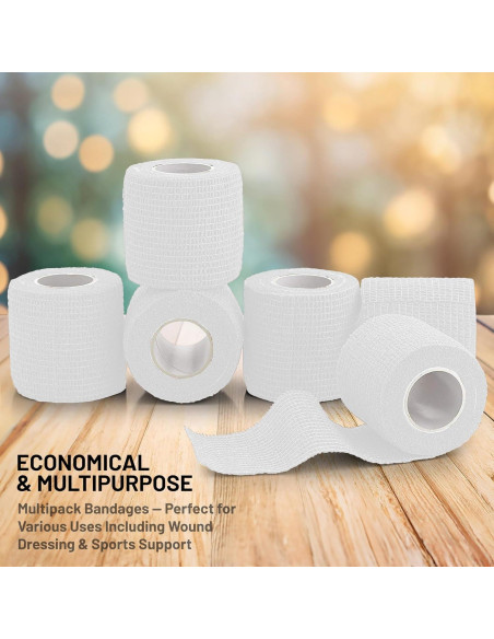 Cinta Cohesiva Autoadherente MEDca - 6 Rollos 5 cm x 4.57 m