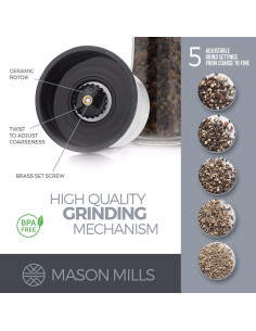 Juego de Molinillos de Sal y Pimienta Mason Mills - Acero Inoxidable 2