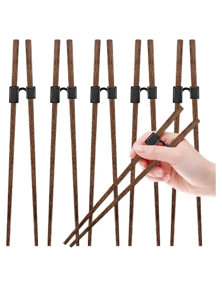 5 Pares de Palillos de Entrenamiento Reutilizables Wenge 22.5cm