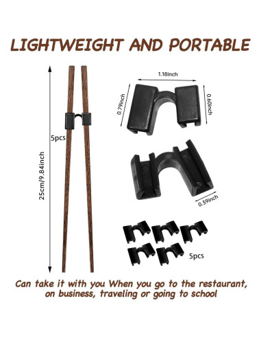 5 Pares de Palillos de Entrenamiento Reutilizables Wenge 22.5cm