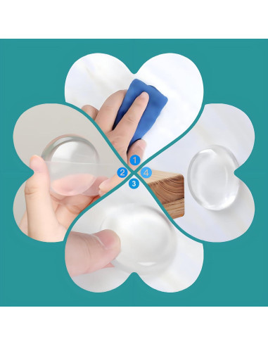 Protectores de Pared E FBOCK 6 Pcs Silicona Transparente 4cm