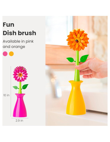 Cepillo de Platos Vigar Flower Power Naranja 25.4 cm 2 Piezas