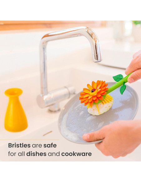 Cepillo de Platos Vigar Flower Power Naranja 25.4 cm 2 Piezas