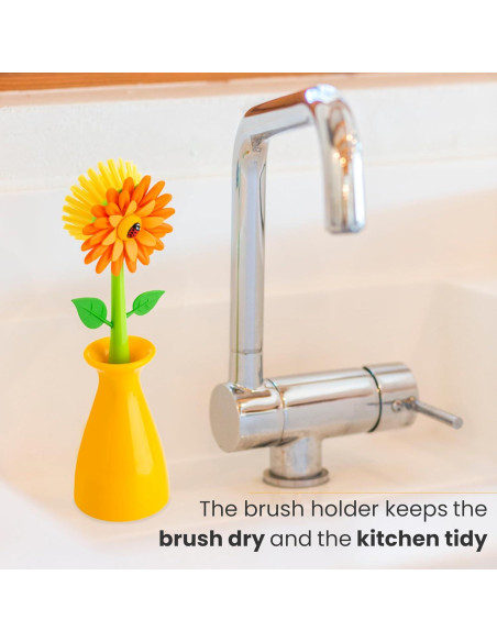 Cepillo de Platos Vigar Flower Power Naranja 25.4 cm 2 Piezas