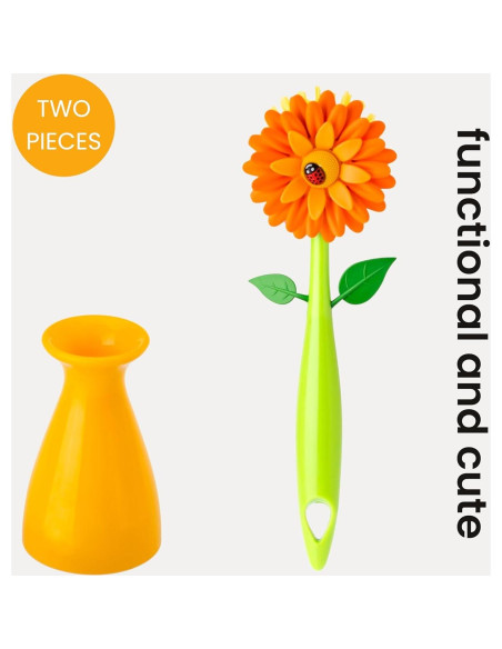 Cepillo de Platos Vigar Flower Power Naranja 25.4 cm 2 Piezas