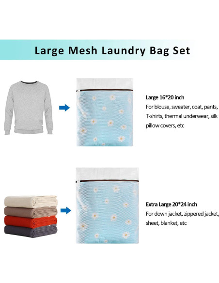 GOGOODA Juego de 2 Bolsas de Lavandería de Malla 40x50cm y 51x61cm