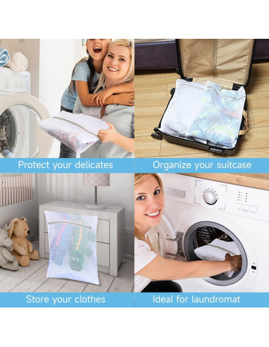 GOGOODA Juego de 2 Bolsas de Lavandería de Malla 40x50cm y 51x61cm