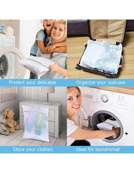GOGOODA Juego de 2 Bolsas de Lavandería de Malla 40x50cm y 51x61cm