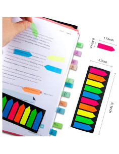 Banderas Adhesivas Fluorescentes Golcellia, 1200 Pcs, 10 Colores 2