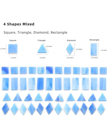 Azulejos de Vidrio Mosaico Lanyani 200pcs Formas Mixtas Azulejos de Vidrio Mosaico Lanyani 200pcs Formas Mixtas