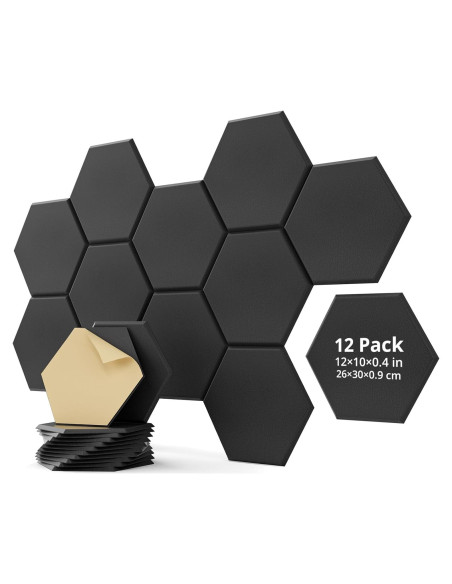 Paneles Acústicos Absorbentes Woovio 12 Piezas Hexagonales 30.48cm Paneles Acústicos Absorbentes Woovio 12 Piezas Hexagonales 30.48cm