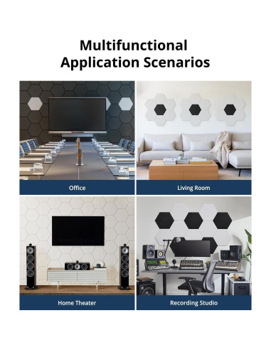 Paneles Acústicos Absorbentes Woovio 12 Piezas Hexagonales 30.48cm