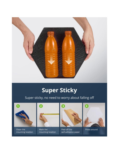 Paneles Acústicos Absorbentes Woovio 12 Piezas Hexagonales 30.48cm