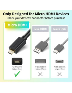 Adaptador Micro HDMI a HDMI LUKFOCAB 0.25M 4K 60Hz 18Gbps 2