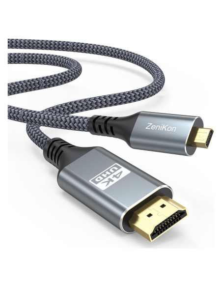 Cable Micro HDMI a HDMI 1.83m ZeniKon 4K 60Hz Trenzado Nylon
