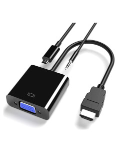Adaptador HDMI a VGA Cuxnoo 1080P con Audio 3.5mm USB