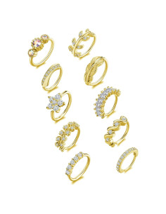 Aros de Nariz Tornito 10Pcs Oro Plata Rosa 20G CZ