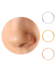 Aro de Nariz Dorado 14K Hipoalergénico 22g 7mm Unisex