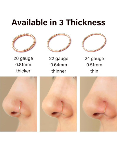 Aro de Nariz Dorado 14K Hipoalergénico 22g 7mm Unisex