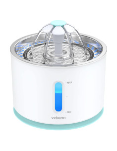Fuente de Agua para Gatos y Perros Vekonn 2.4L Acero Inoxidable LED