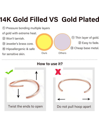 Aro de Nariz Dorado 14K Hipoalergénico 22g 7mm Unisex